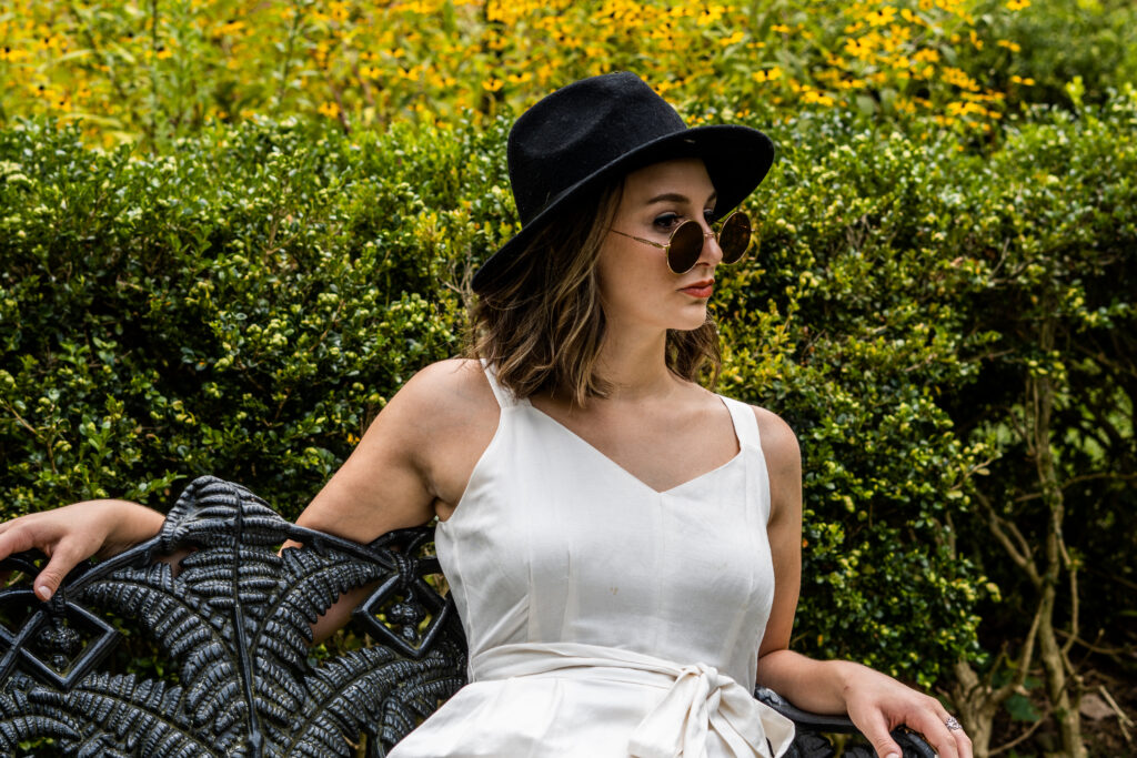 Francesca Zani on a park bench