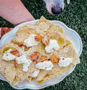 Decomposed Corn Pesto Lasagna
